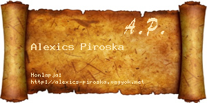 Alexics Piroska névjegykártya